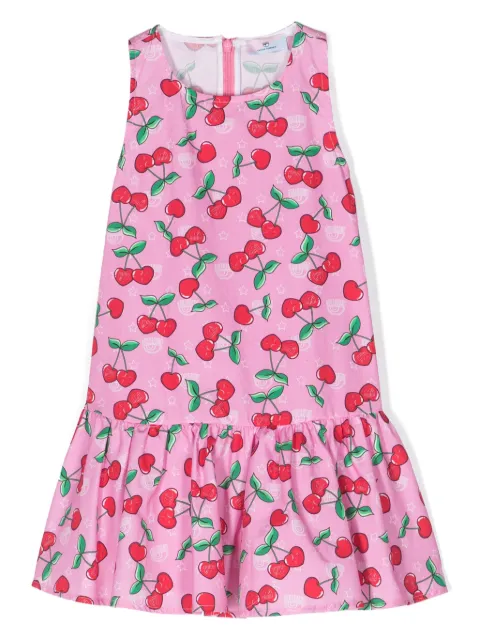 Chiara Ferragni Kids cherry-print poplin flared dress
