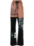 Marine Serre Regenerated patchwork cotton trousers - Brown