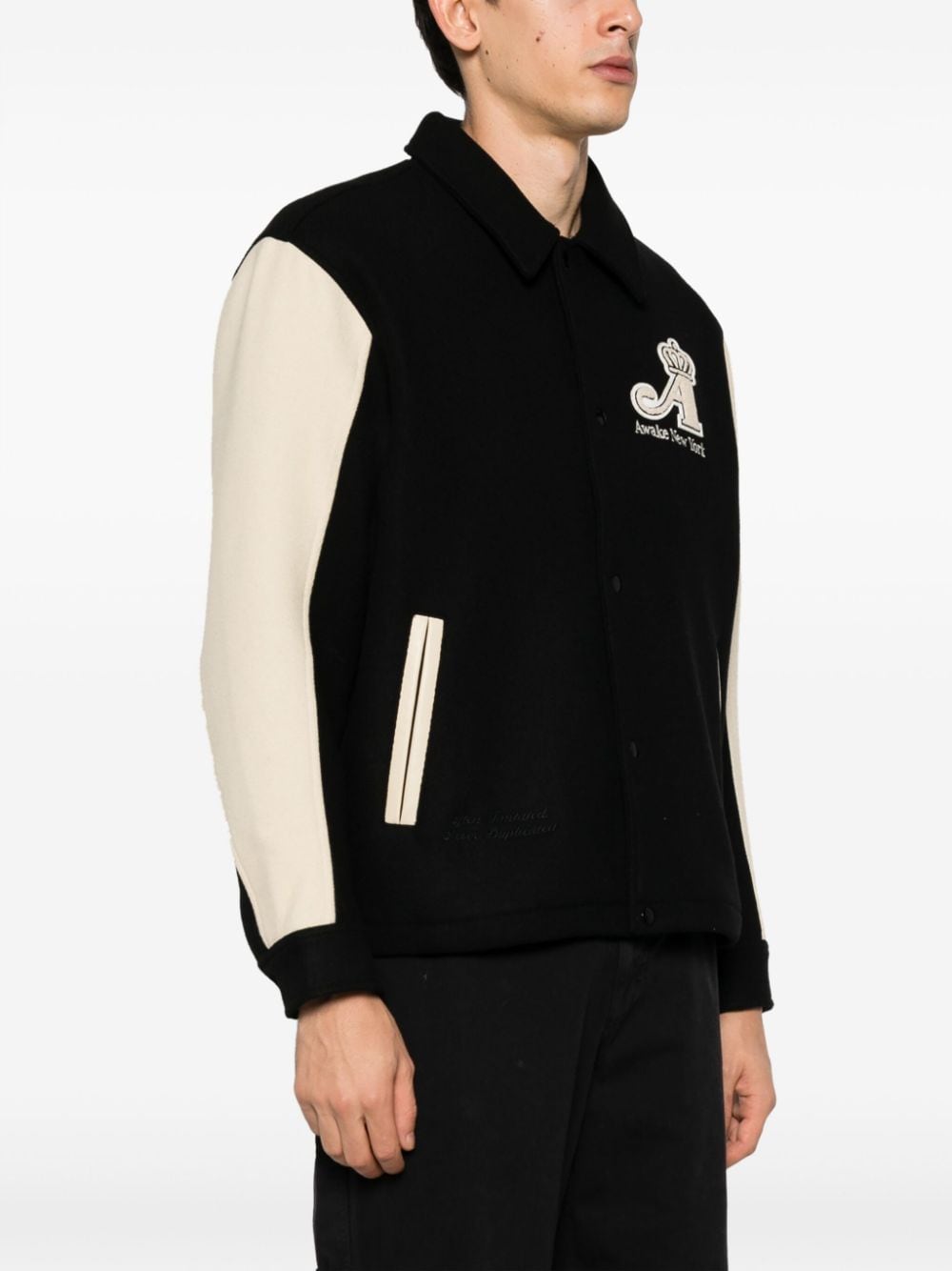 Shop Awake Ny Crown Logo-appliqué Bomber Jacket In Black