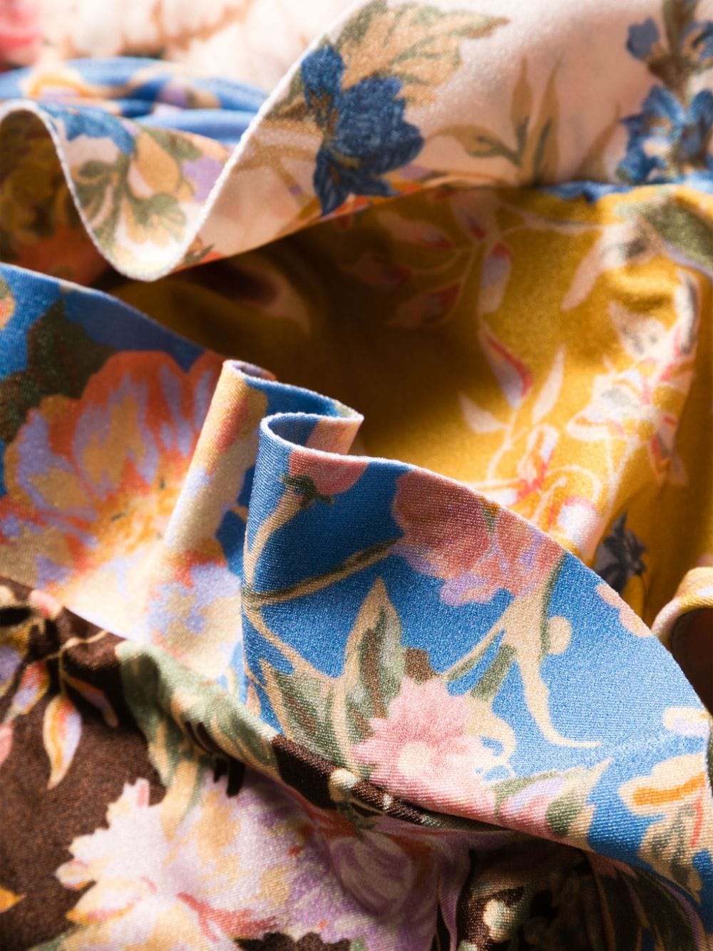 Shop Zimmermann Floral-print Ruffled Swimsuit In Neutrals