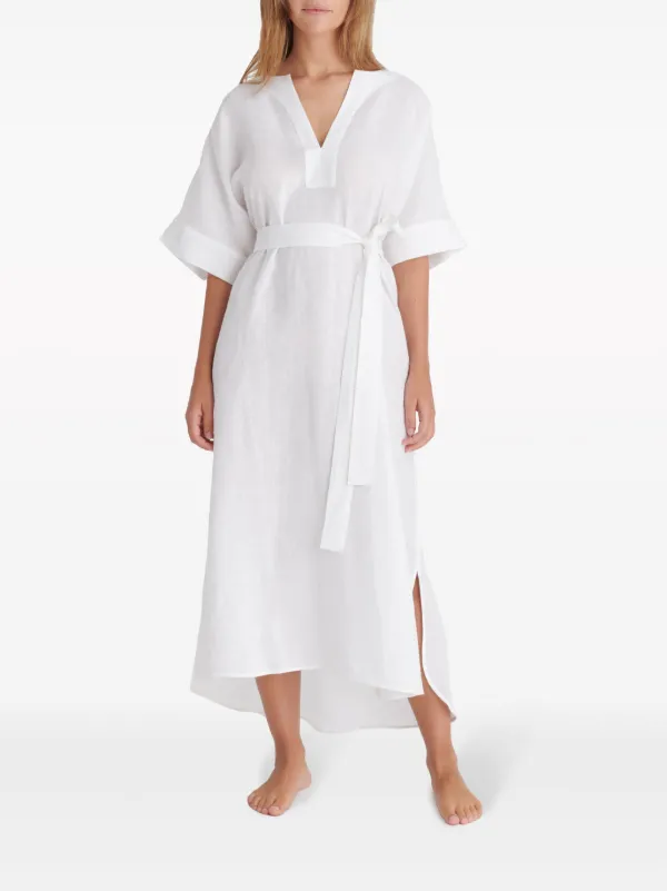 ERES Bibi Linen Kaftan Dress | White | FARFETCH GE