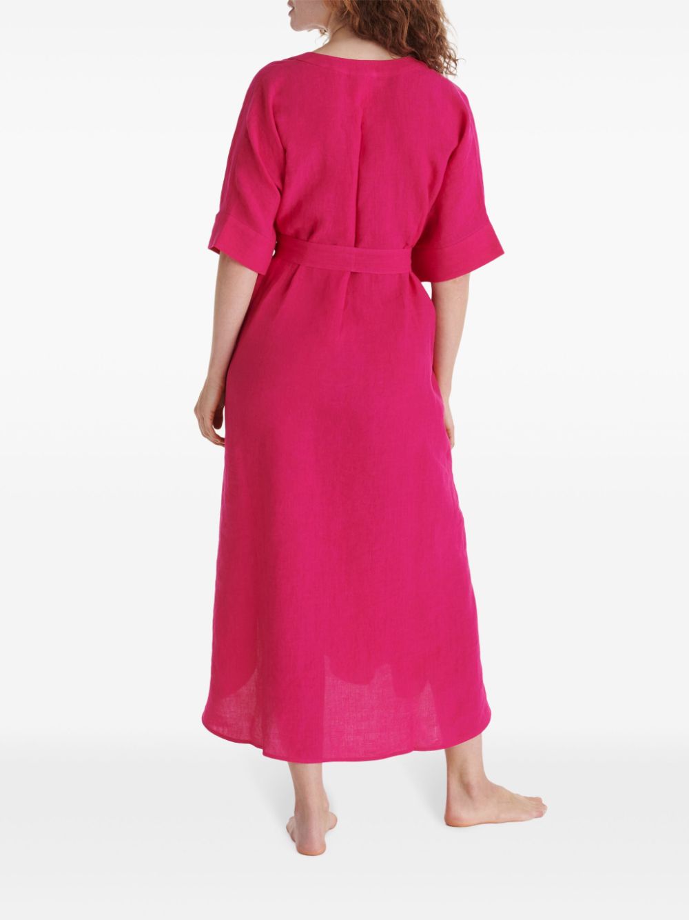 Shop Eres Bibi Linen Midi Dress In Pink