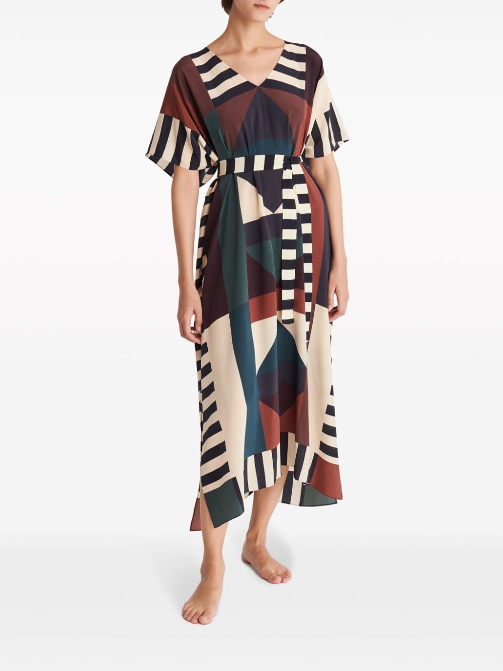 ERES Facette printed-silk kaftan midi dress - Rood