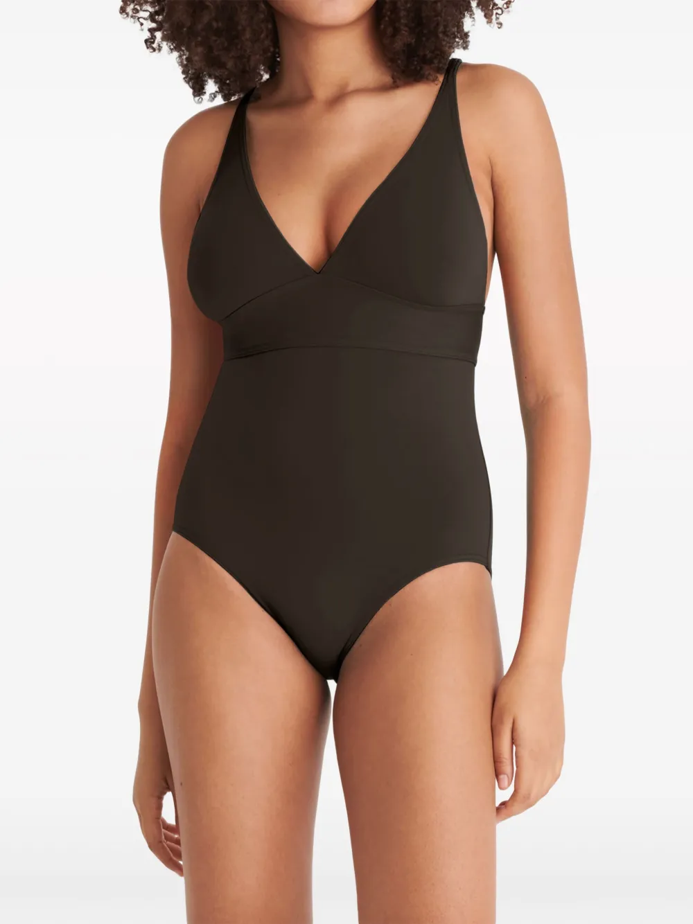 Shop Eres Larcin V-neck Swimsuit In Grey