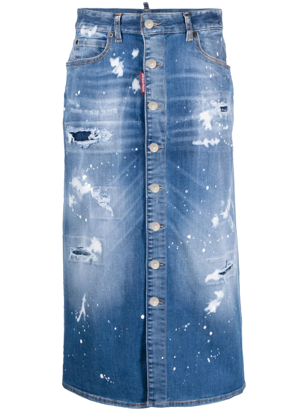 Image 1 of Dsquared2 distressed-effect denim midi skirt