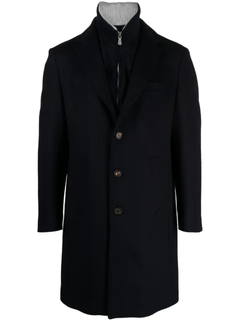 Eleventy double-layer long-length single-breasted coat