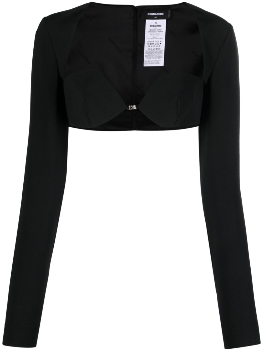 Shop Dsquared2 Long-sleeved Cropped Top In Black