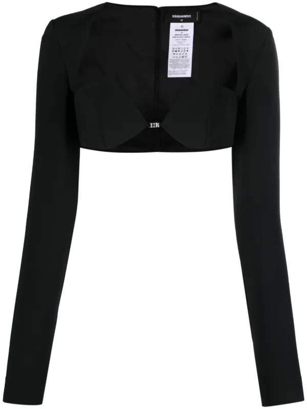 【送料&関税込】Dsquared2 Long Sleeve Crop Top DSQUARED2 long-sleeved Cropped Top | Black | FARFETCH