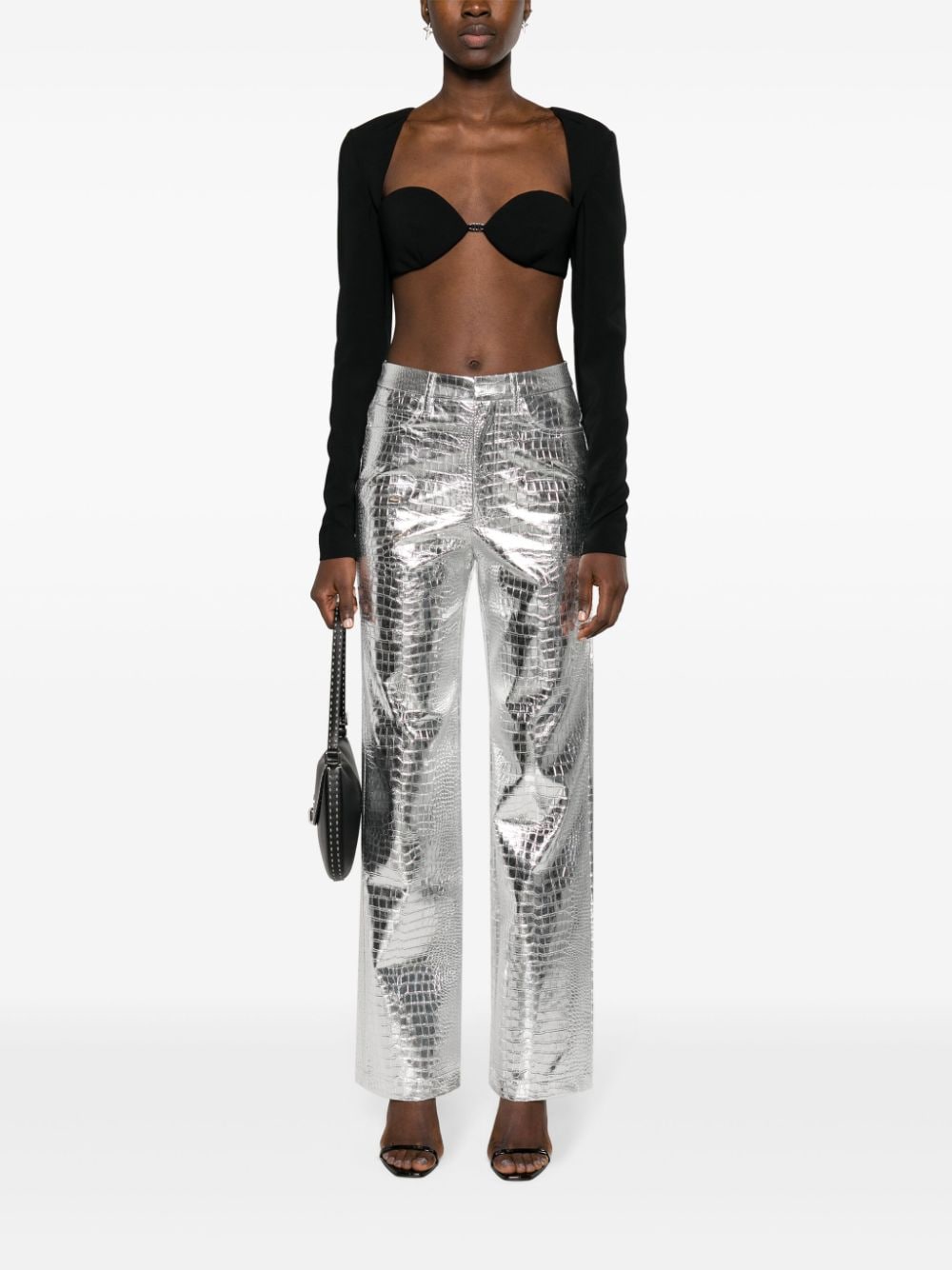 Dsquared2 long-sleeved cropped top - Zwart