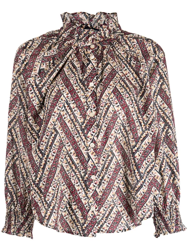 Veronica Beard Calisto Floral-print Blouse in Black