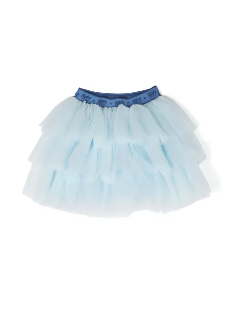 Chiara Ferragni Kids jupe en tulle à ceinture logo