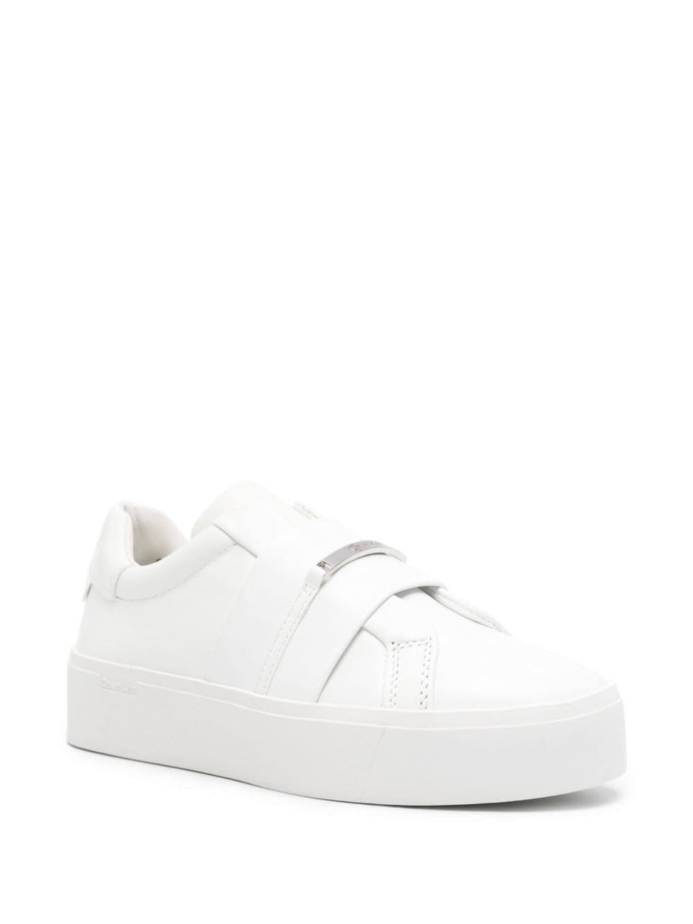 Shop Calvin Klein Logo-plaque Slip-on Sneakers In White