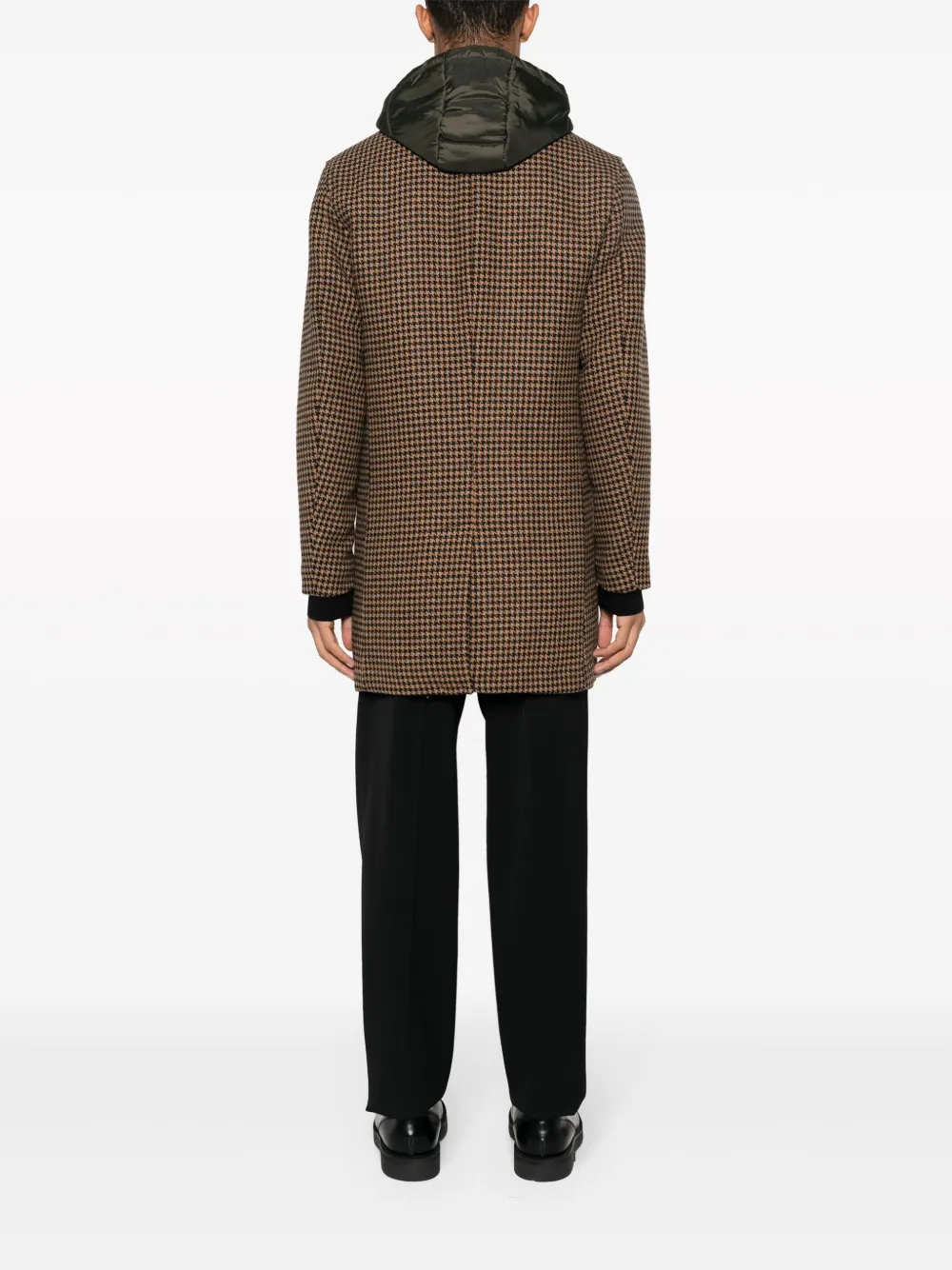 Shop Paltò Geraldo Houndstooth Detachable-hood Coat In Neutrals