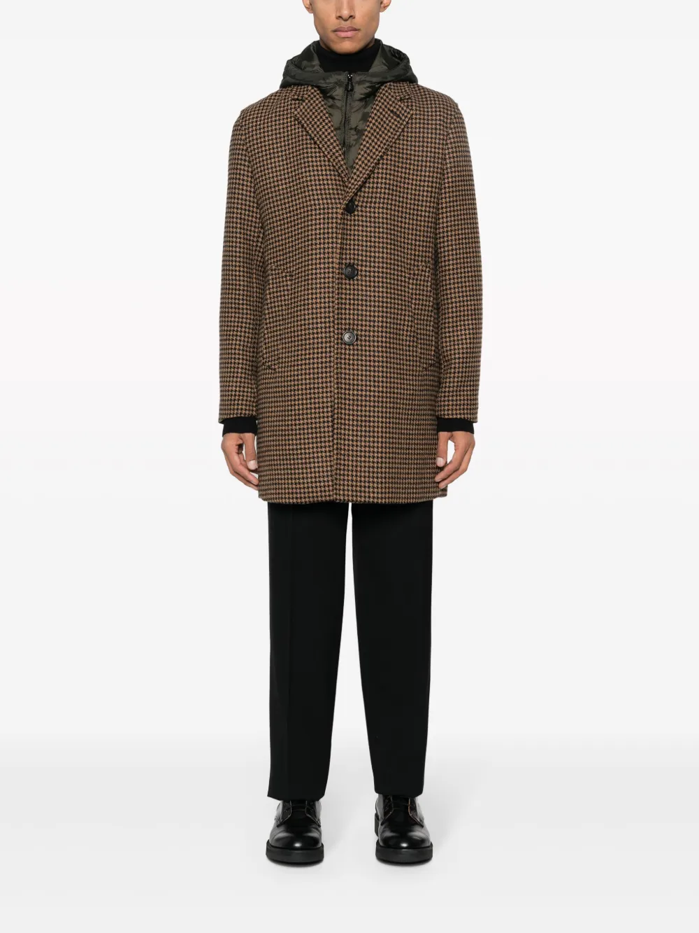 Shop Paltò Geraldo Houndstooth Detachable-hood Coat In Neutrals