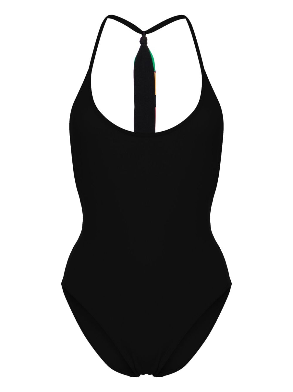 Shop Eres Virtuosa Patchwork-strap Swimsuit In Black