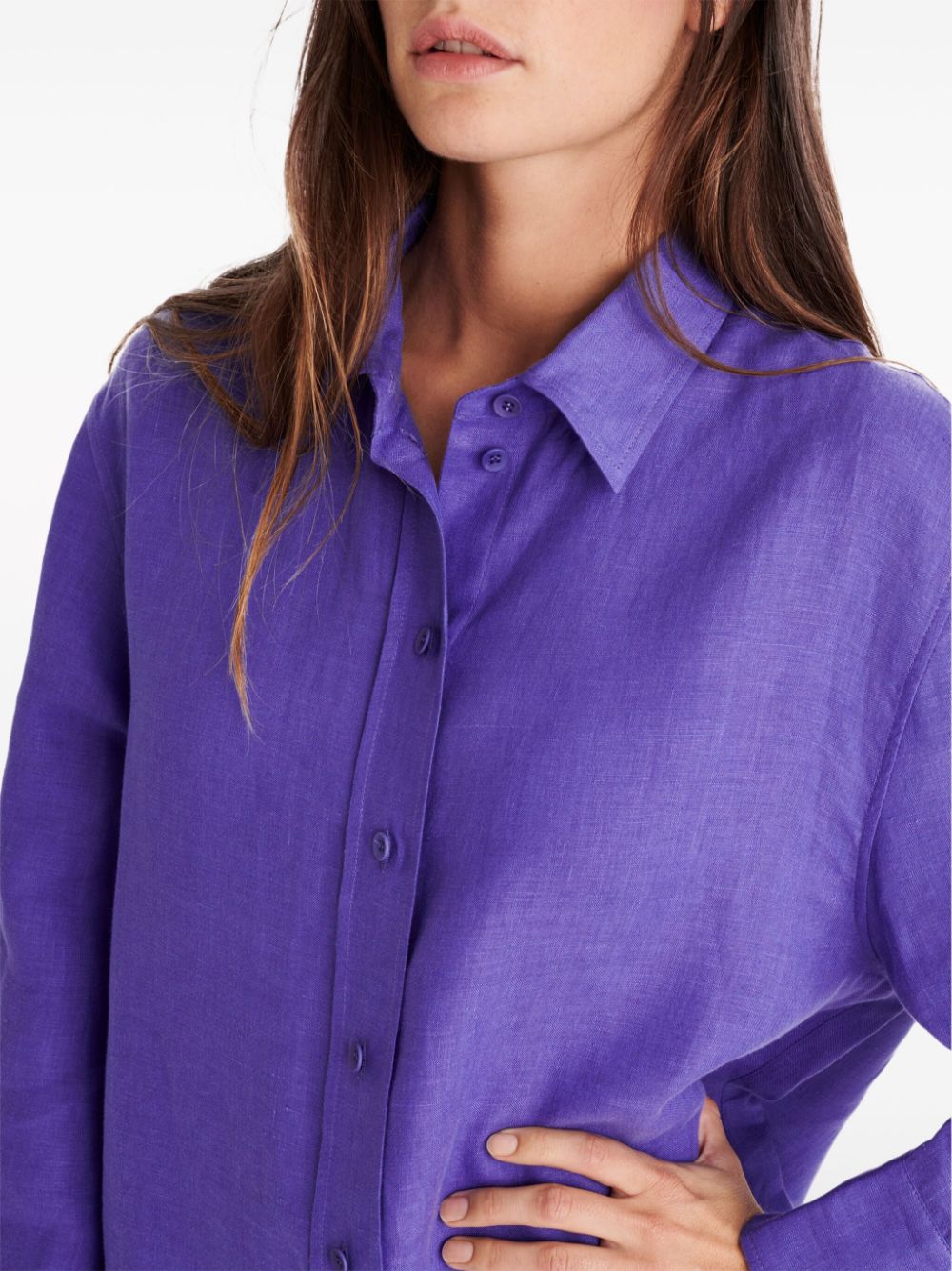 Shop Eres Mignonette Longline Linen Shirt In Purple