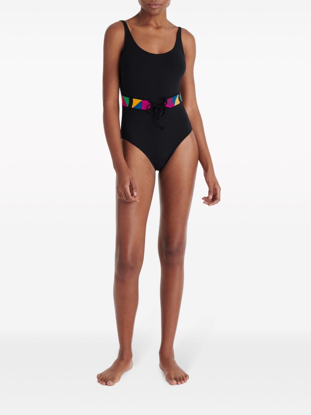 Shop Eres Damier Belted Swimsuit In Black