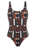 ERES Structure graphic-print swimsuit - Brown