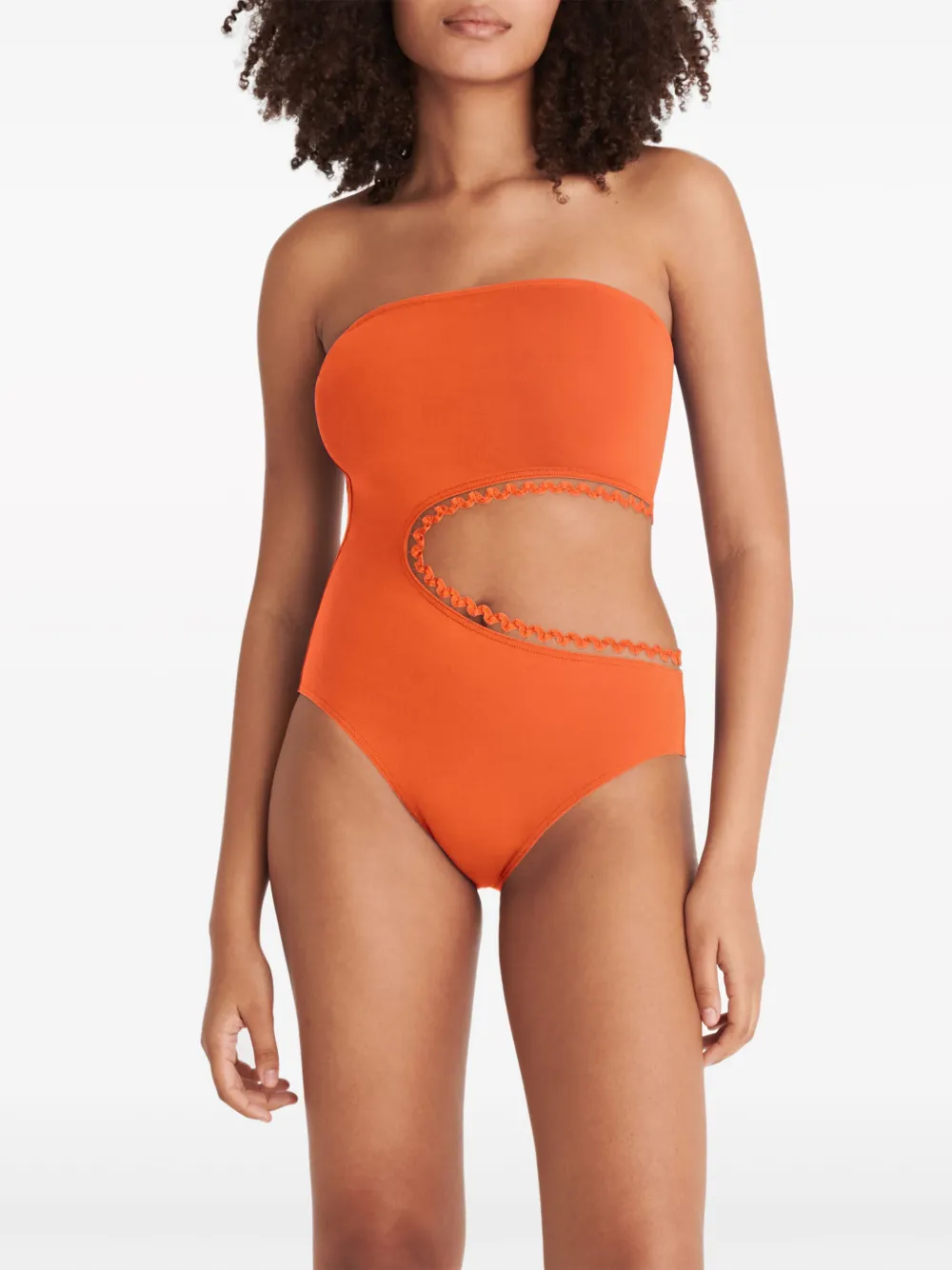 Shop Eres Dancing One-piece Strapless Swimsuit In Orange