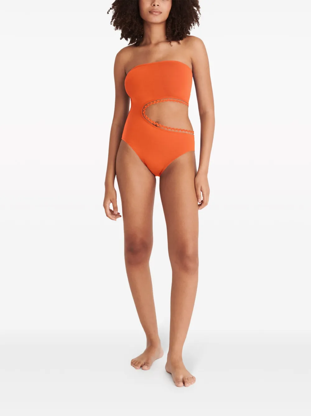 Shop Eres Dancing One-piece Strapless Swimsuit In Orange