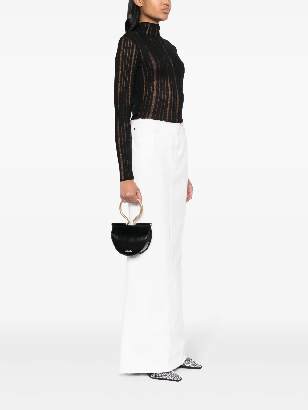 Cult Gaia Savannah leather clutch bag - Zwart