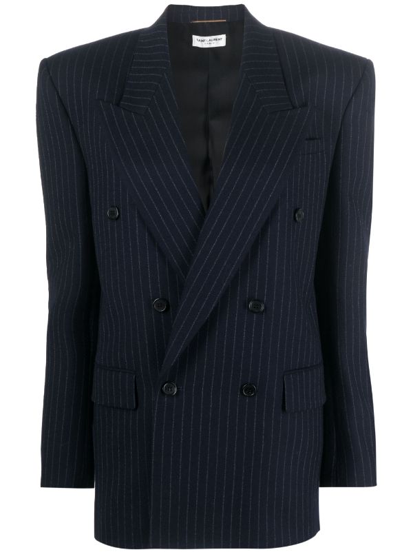 Saint Laurent Striped double-breasted Blazer - Farfetch