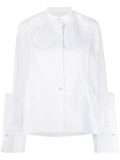 Jil Sander semi-sheer panelled cotton shirt