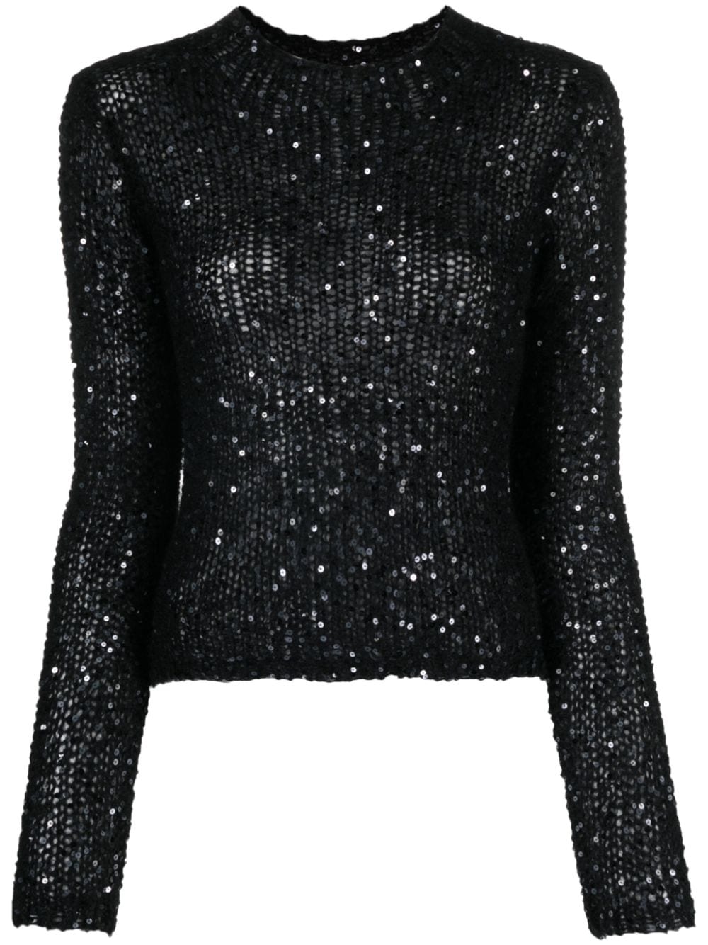 Roberto Collina sequinned open-knit jumper - Nero