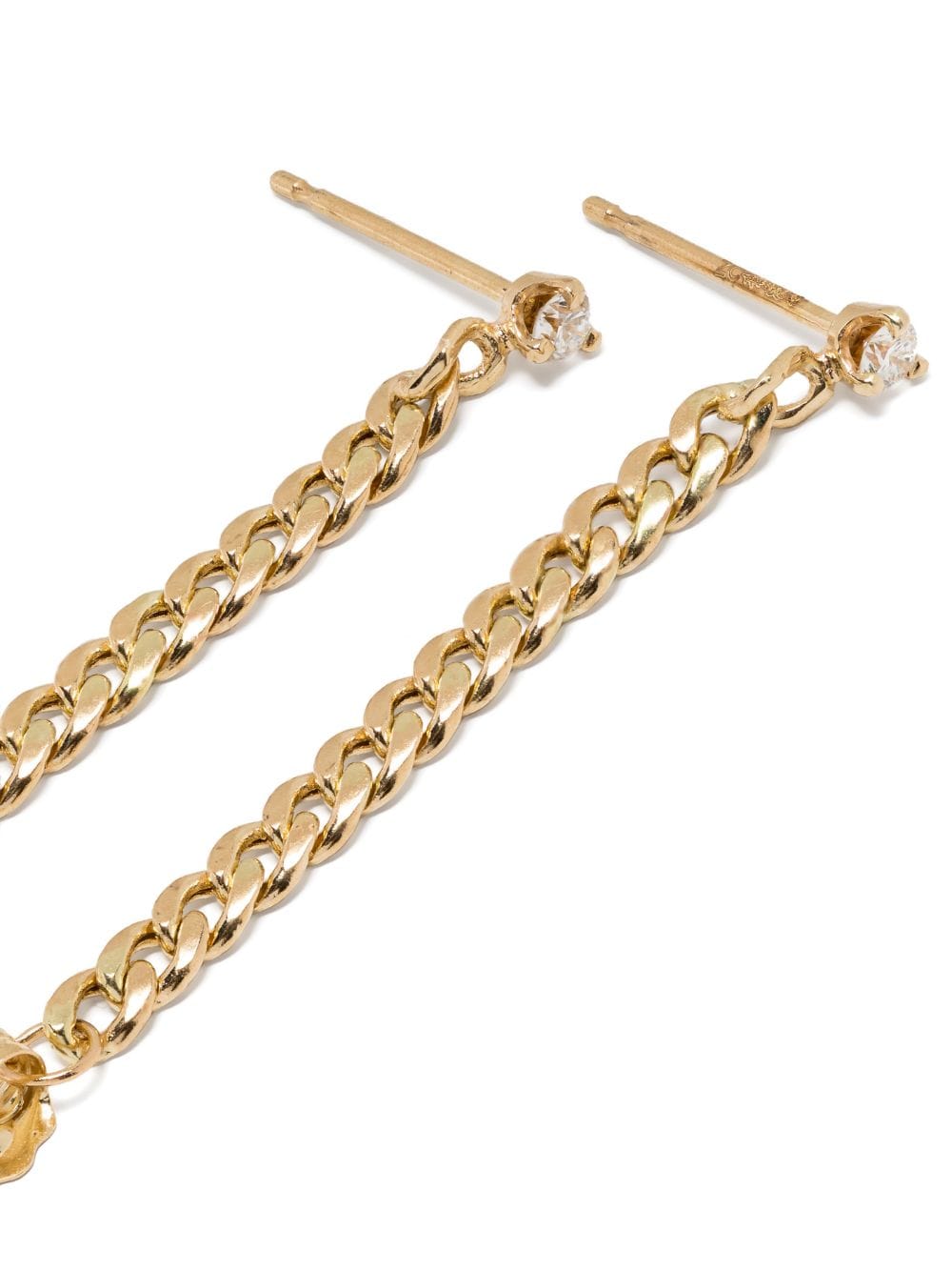 Shop Zoë Chicco 14kt Yellow Gold Curb-chain Diamond Earrings