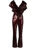 ROTATE BIRGER CHRISTENSEN ruffled-detailing sequined jumpsuit - Purple