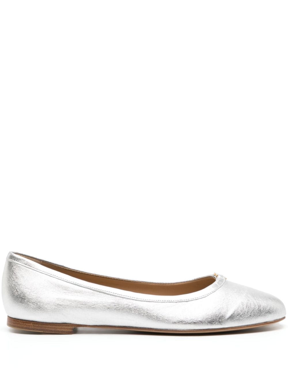 Shop Chloé Marcie Metallic Leather Ballerina Shoes In Silver