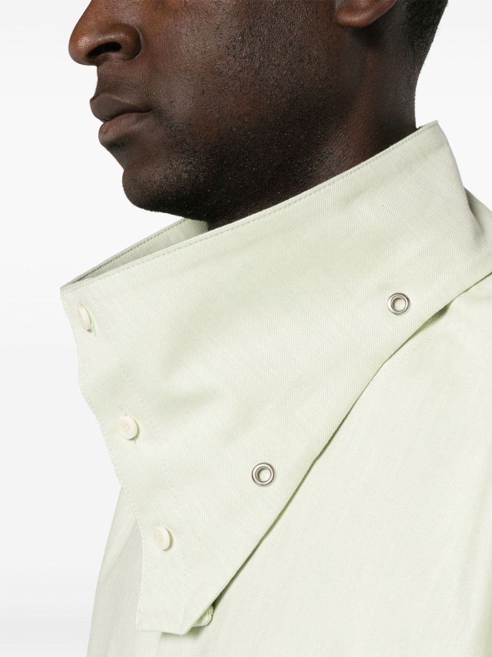 Shop Av Vattev Funnel-neck Cotton Shirt In Green