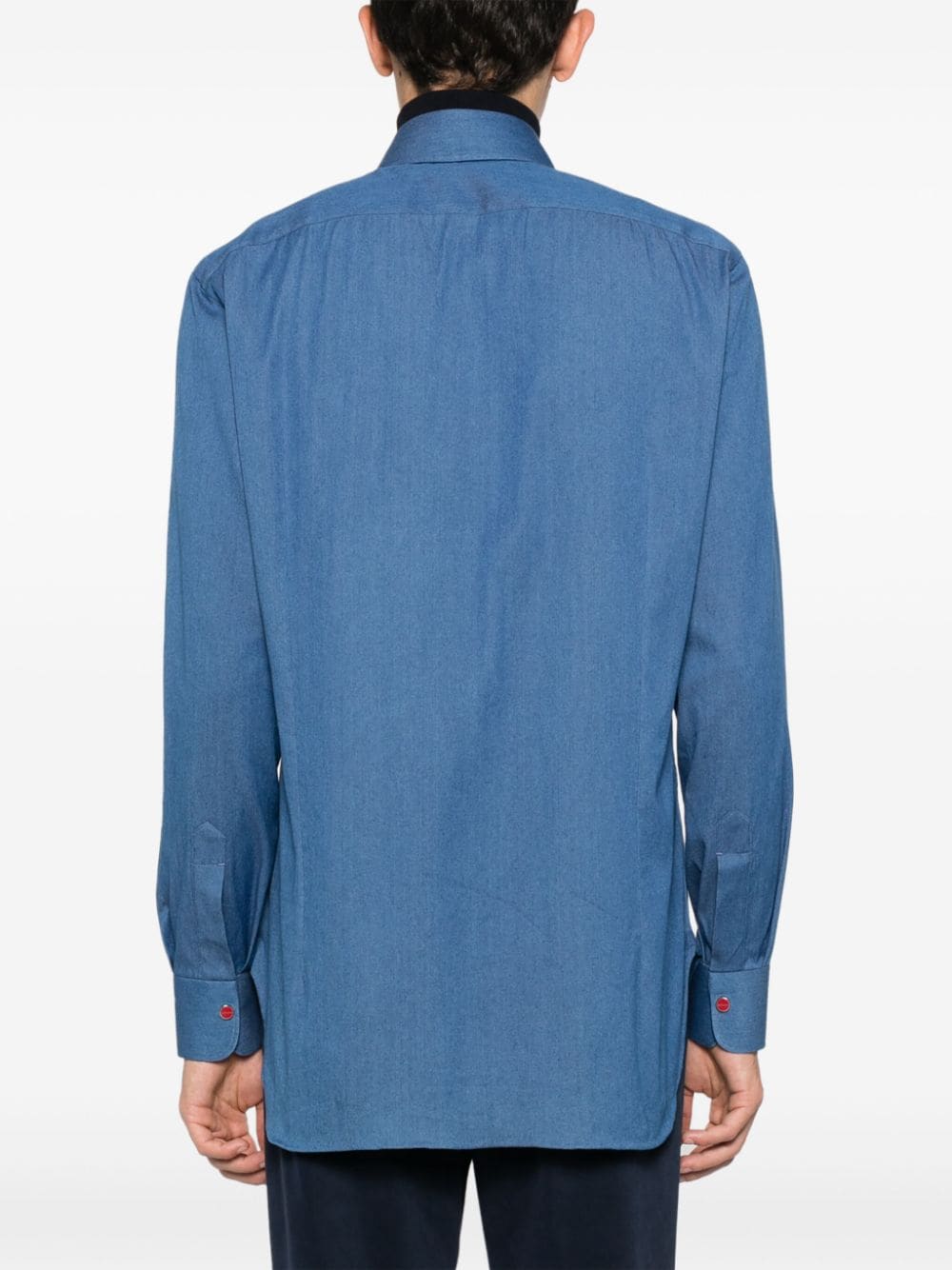 Shop Kiton Long-sleeve Denim Shirt In Blue