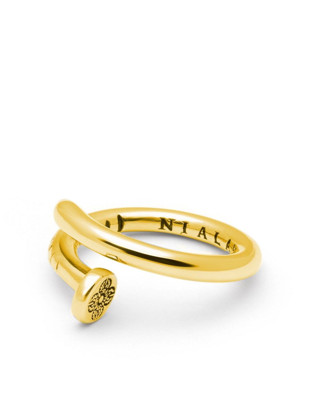 Nialaya Jewelry Dorje engraved nail ring - Gold