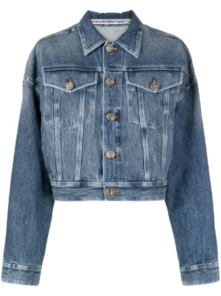 Alexander Wang bonded-seam Denim Trucker Jacket | Blue | FARFETCH AU