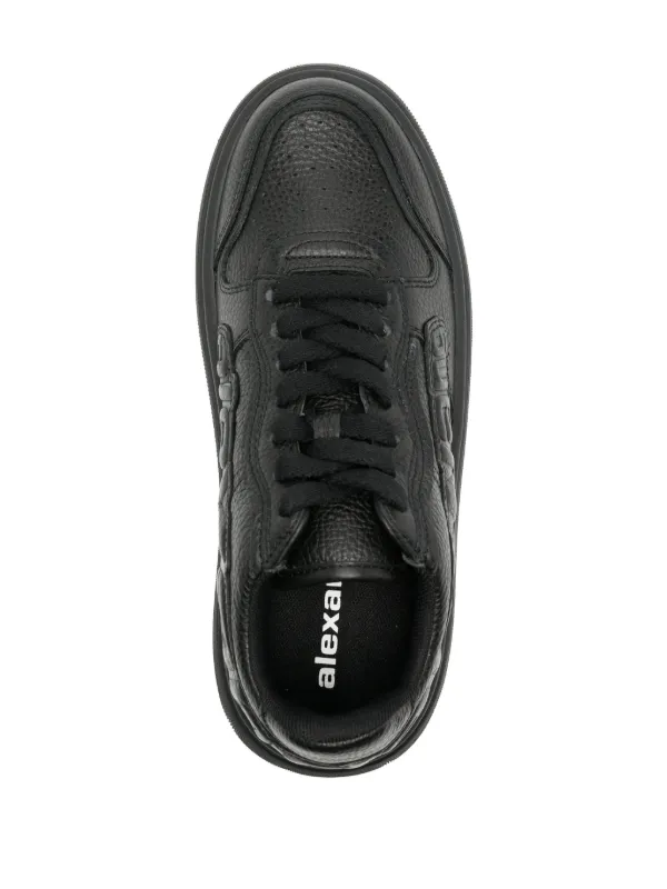 【送料 関税込】 ALEXANDERWANG EMBOSSED LOGO SNEAKERS puff pebble leather sneaker with logo in OPTIC WHITE