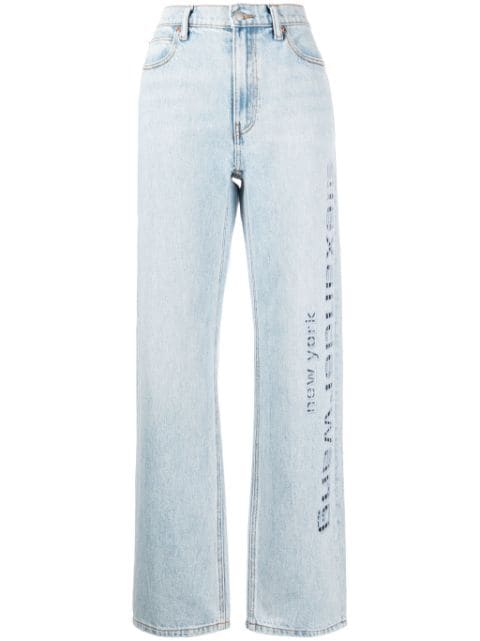 Alexander Wang logo-perforated cotton straight jeans 