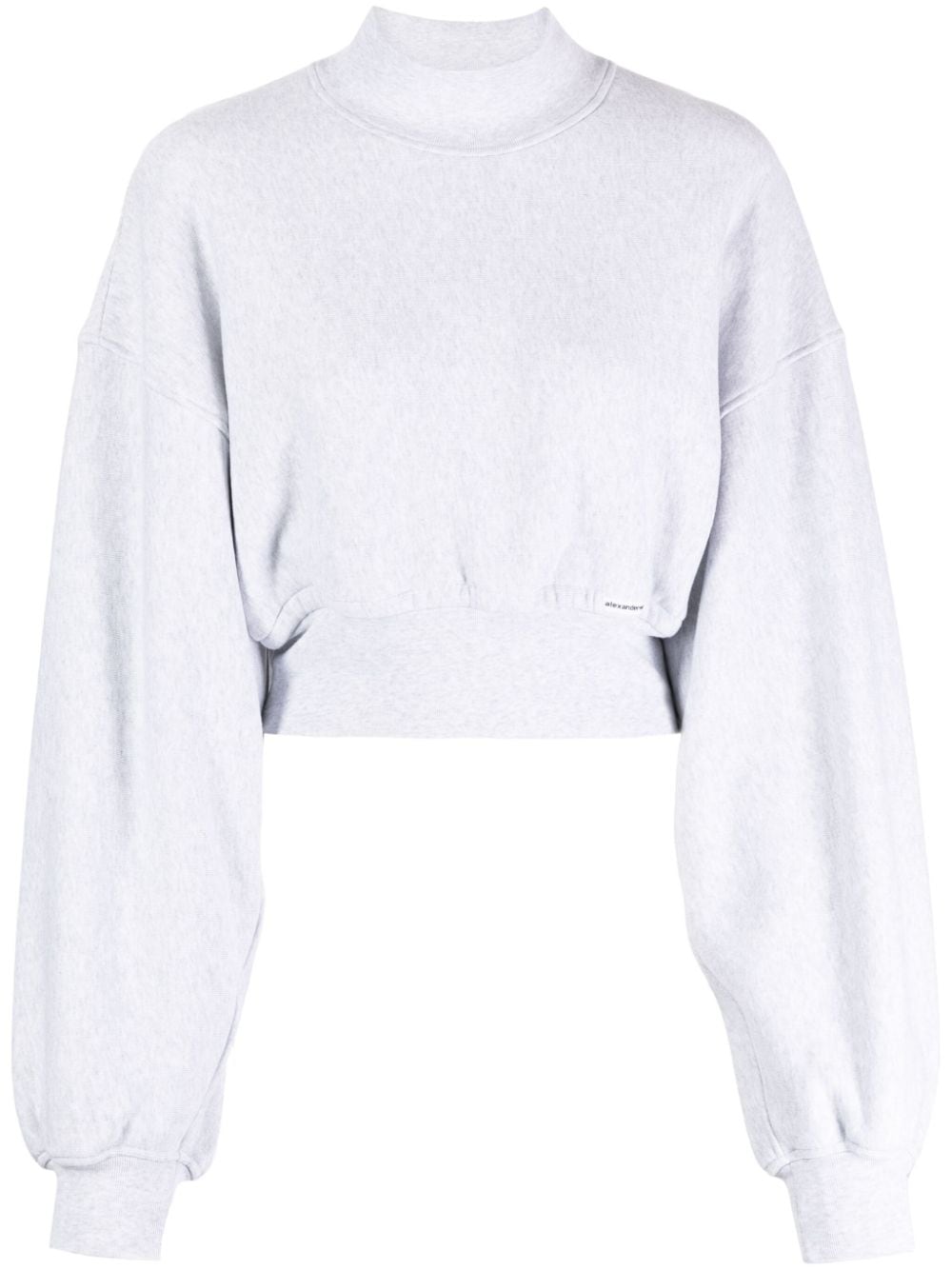 Shop Alexander Wang Mock-neck Cropped Sweatshirt In Grey