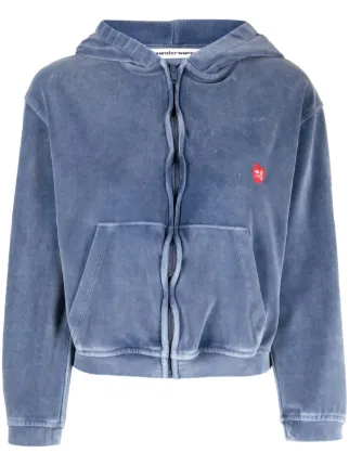 Alexander Wang Velour zip up Hoodie Black FARFETCH BN