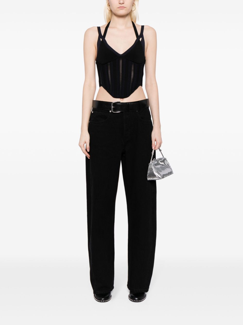 Shop Alexander Wang Belted-waist Wide-leg Trousers In Black