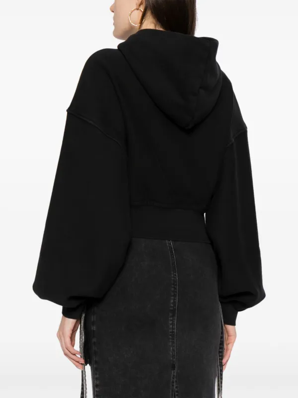 alexanderwang ブラック クロップドパーカー alexanderwang (アレキサンダーワン) フルジップ クロップド