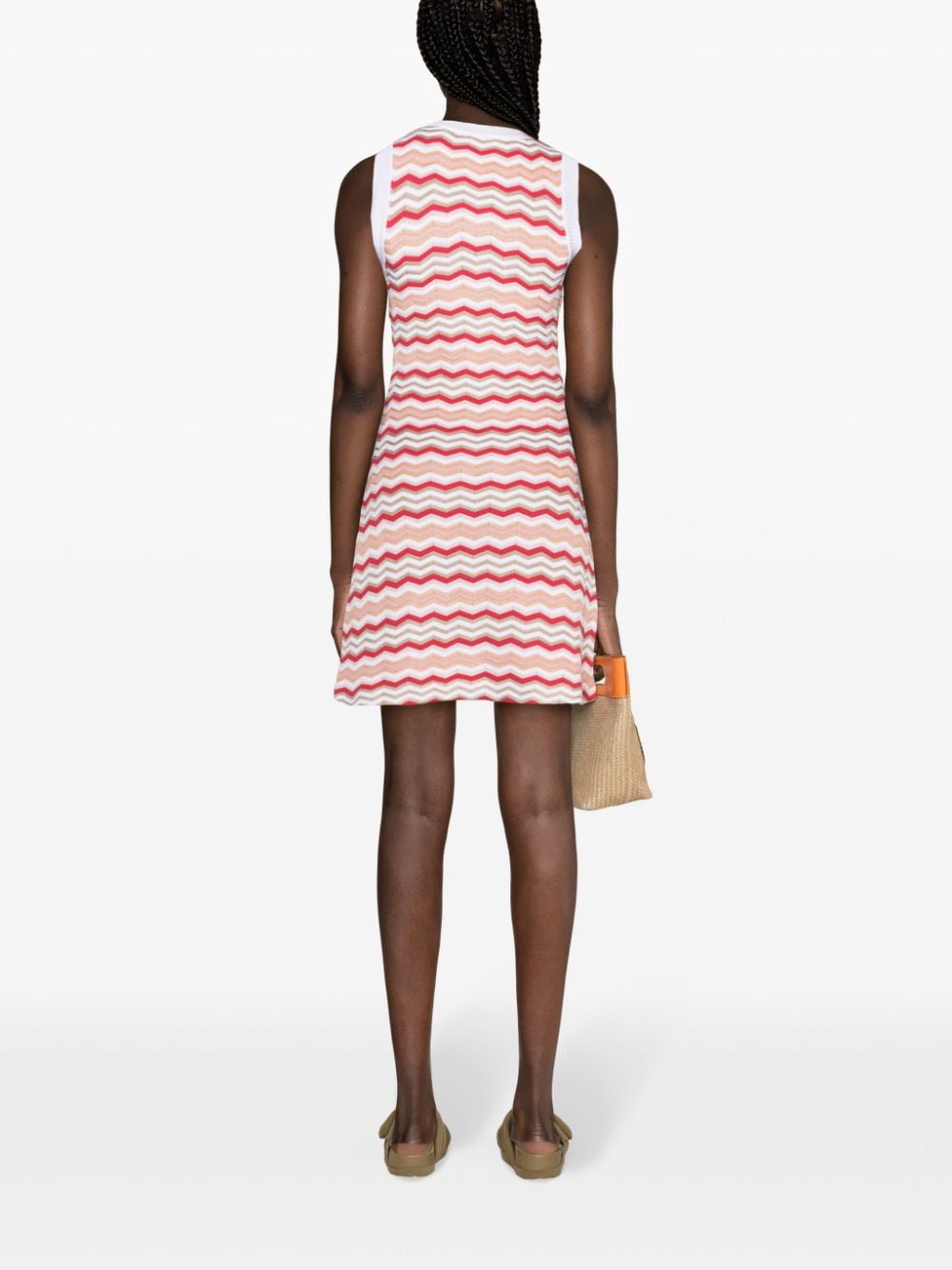Shop Missoni Zigzag-woven Sleeveless Minidress In Pink