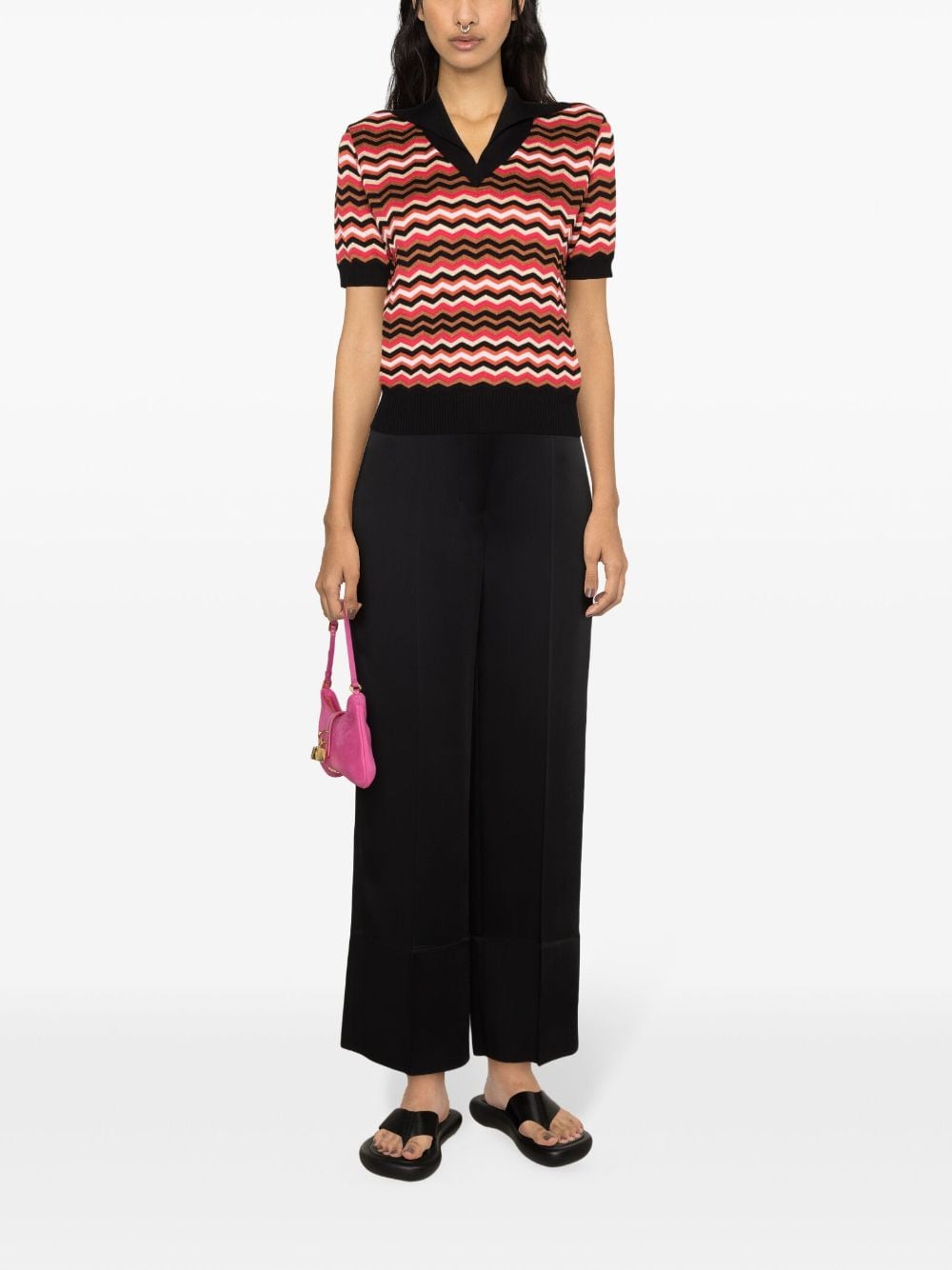 Shop Missoni Zigzag-print Fine-knit Top In Black