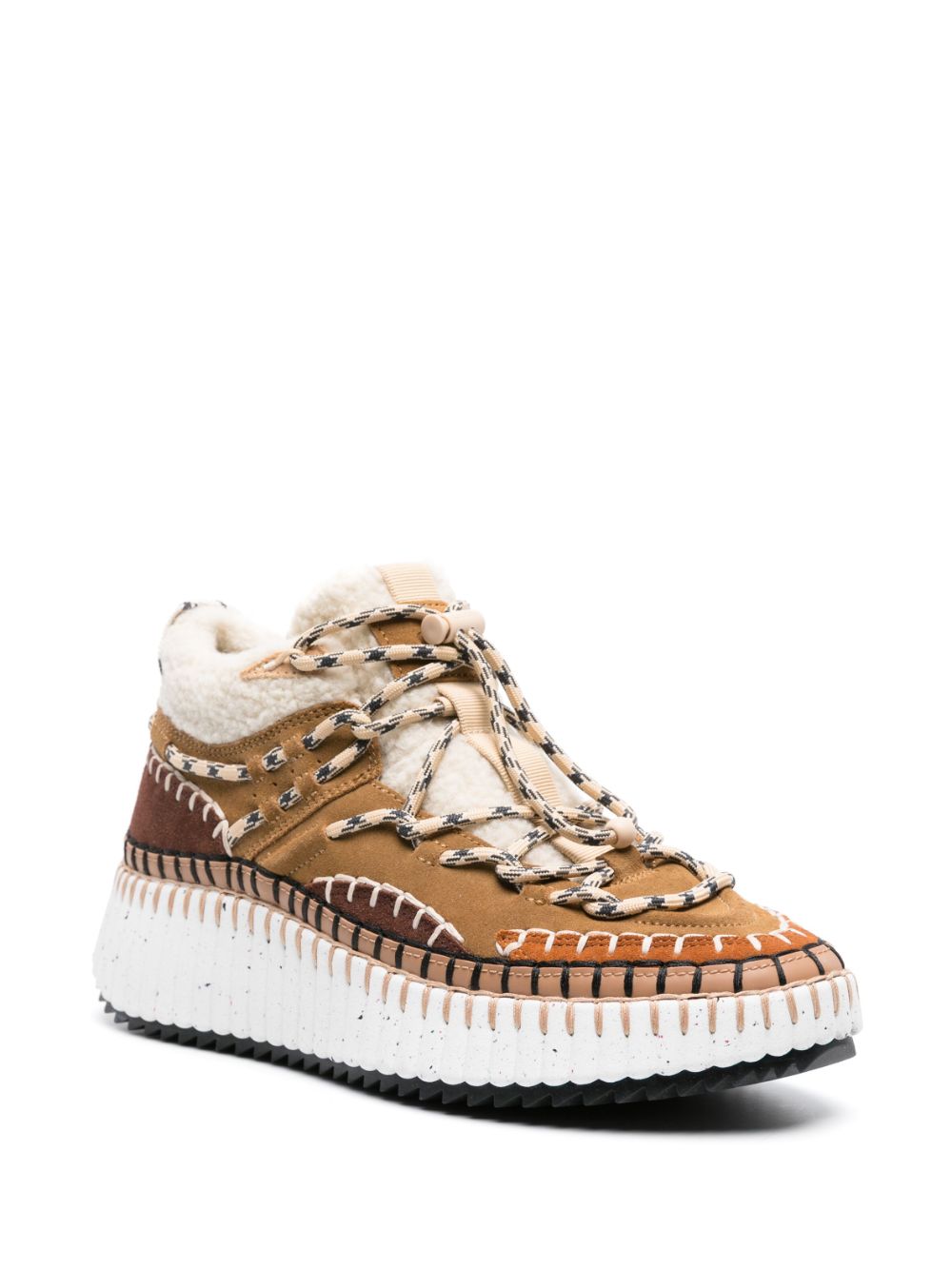 Shop Chloé Nama Lace-up Sneakers In Brown