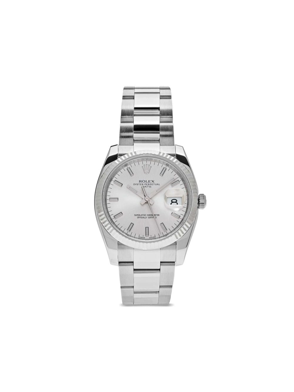 Pre-owned Rolex 2012  Oyster Perpetual Date 34mm In Silver