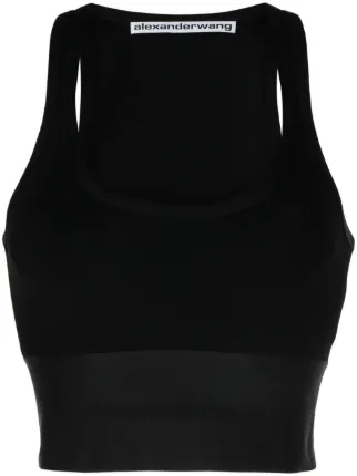 alexanderwang ロゴブラトップ LOGO ELASTIC BRA IN RIBBED JERSEY in BLACK | alexanderwang®