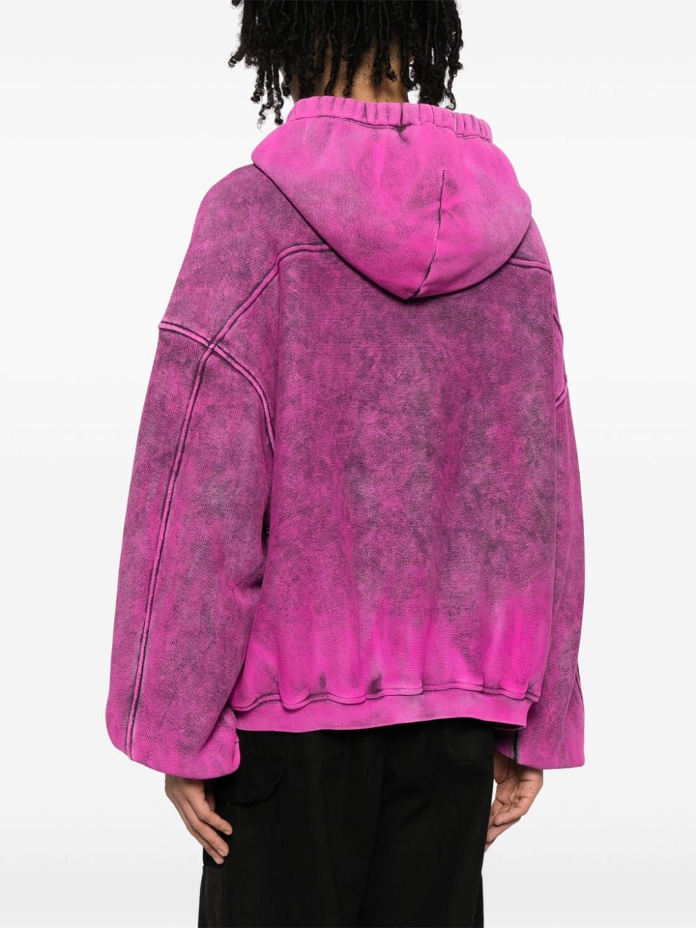 Shop Alexander Wang Logo-print Bleached-effect Hoodie In Purple