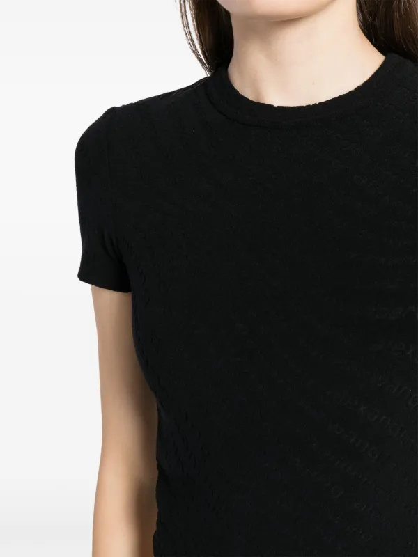 Alexander Wang ロゴ ジャカード クルーネック ニット トップ Alexander Wang ロゴジャカード ニットトップ | ブラック