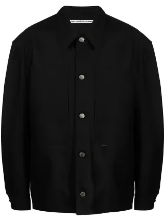 Alexander Wang button-up Cotton Shirt Jacket | Black | FARFETCH