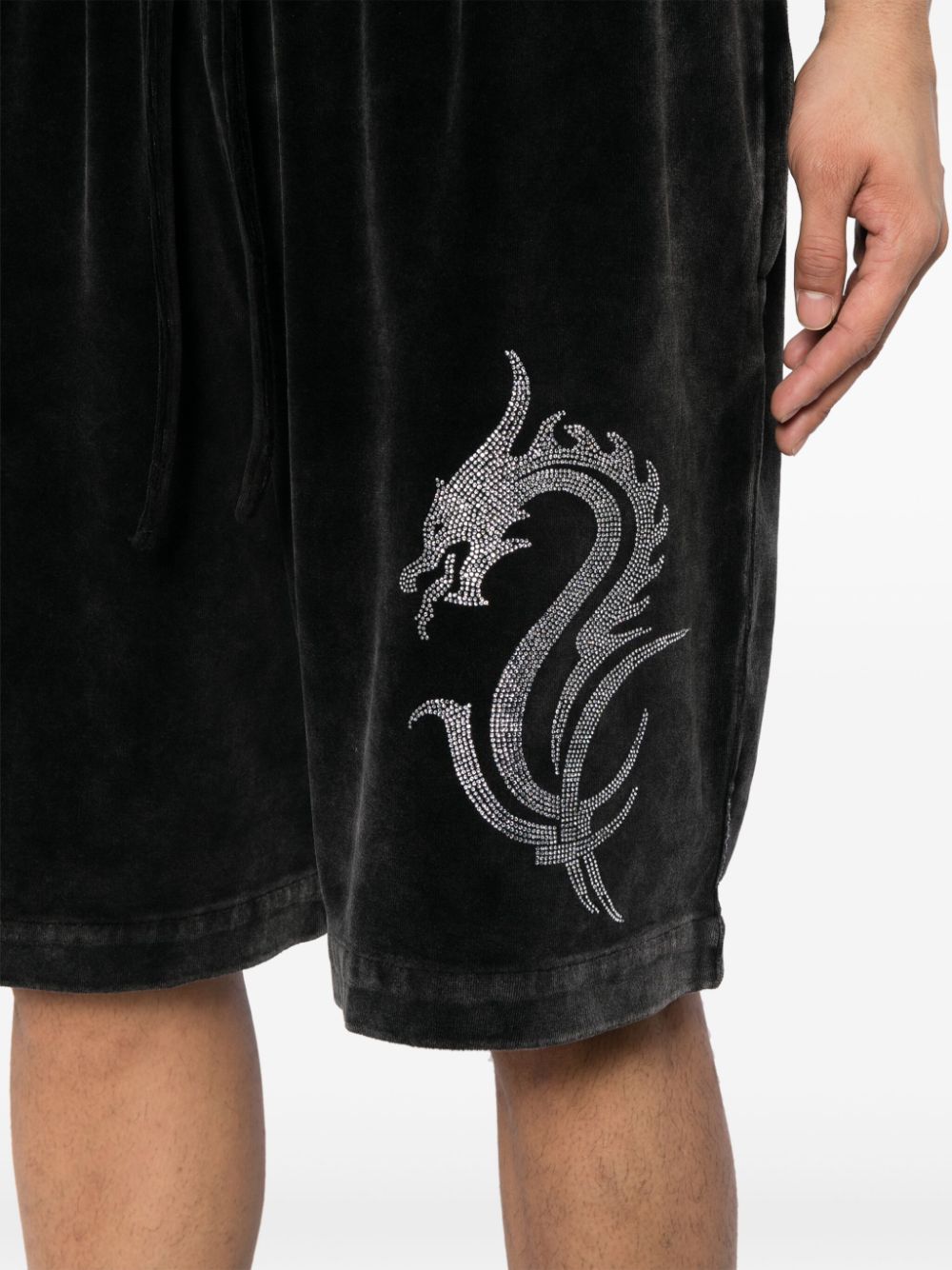 Alexander Wang crystal-dragon velour shorts Men